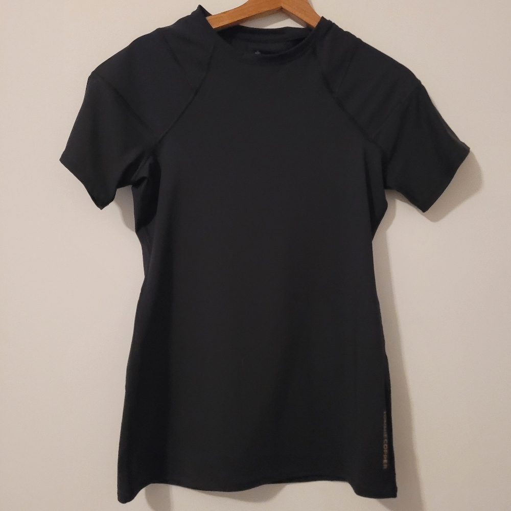 Tommy Copper Black Short Sleeve Support Compression Shirt Size Large
